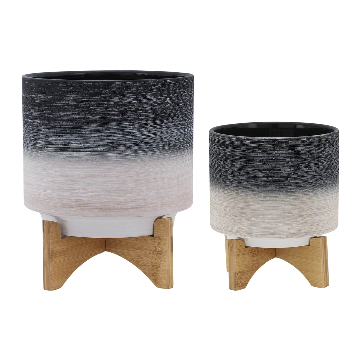 8/10" Planter on Wooden Stand - Gray