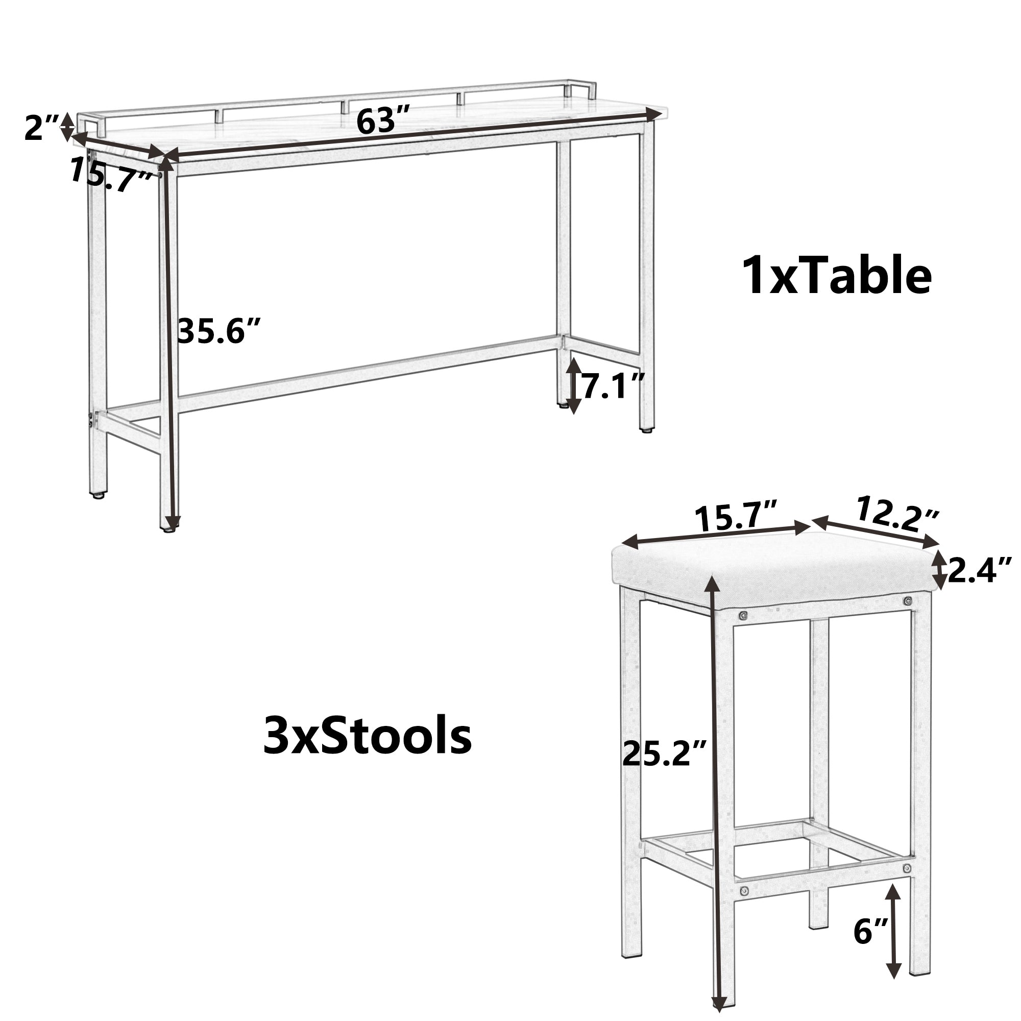 Fabric Stools Dining Set