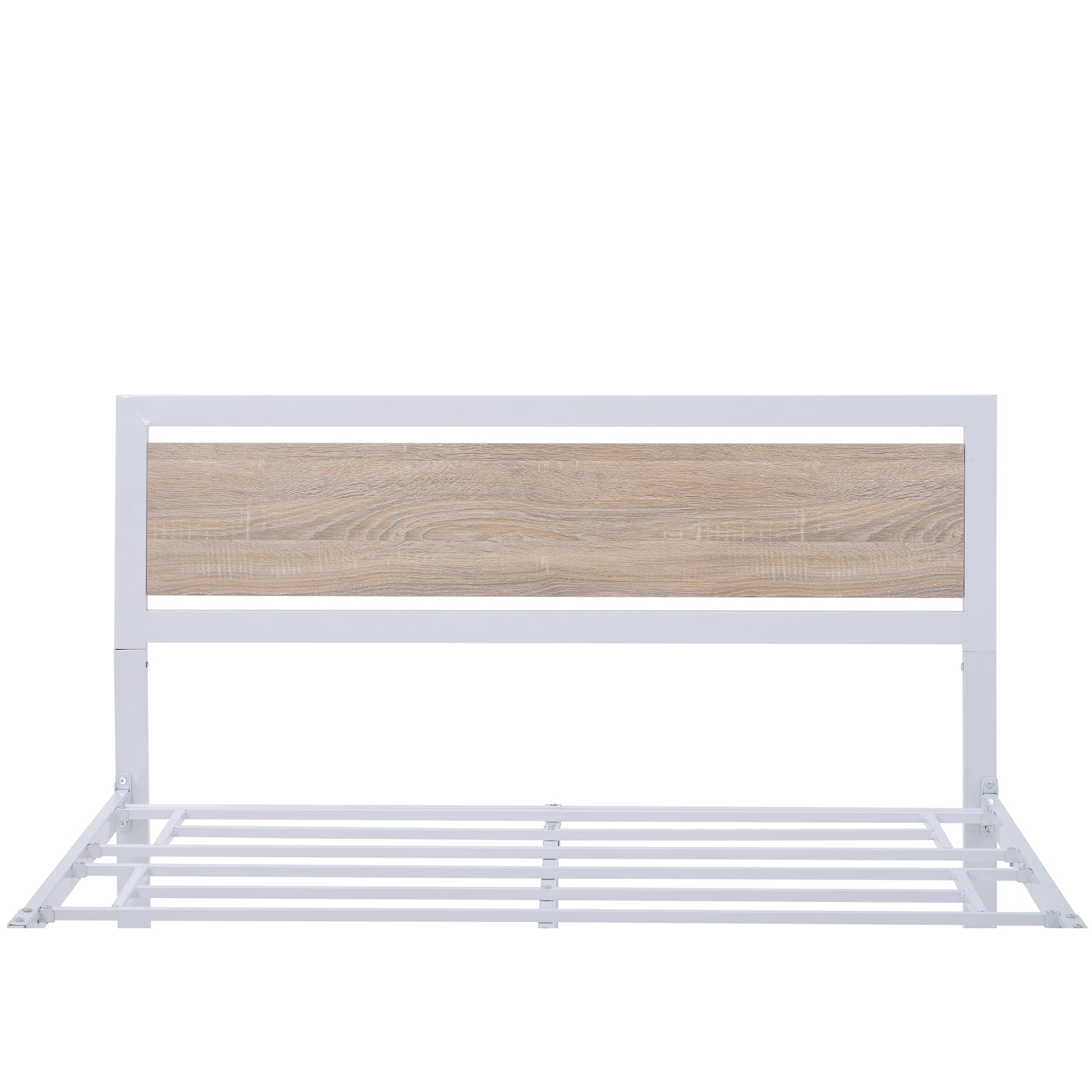 Full Size Platform Bed No Box Spring Needed- White