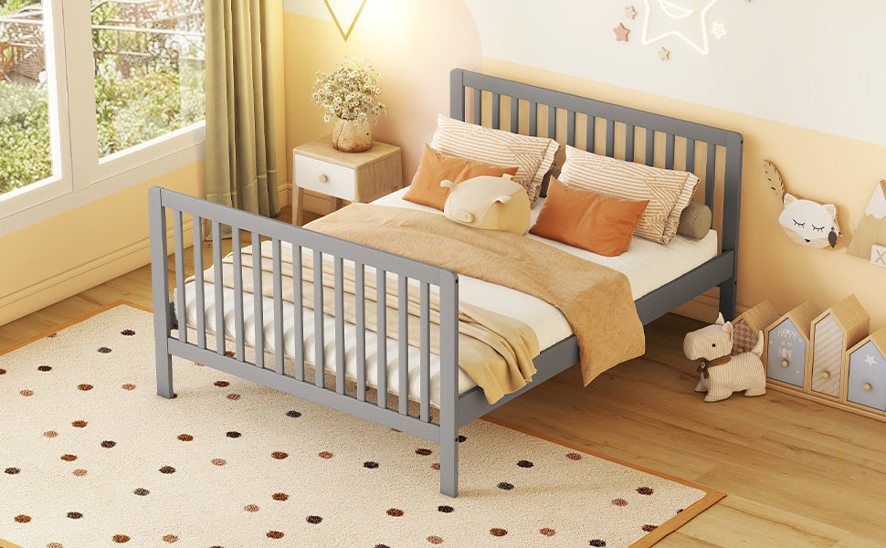 Convertible Crib/Full Size Bed with Changing Table - Gray