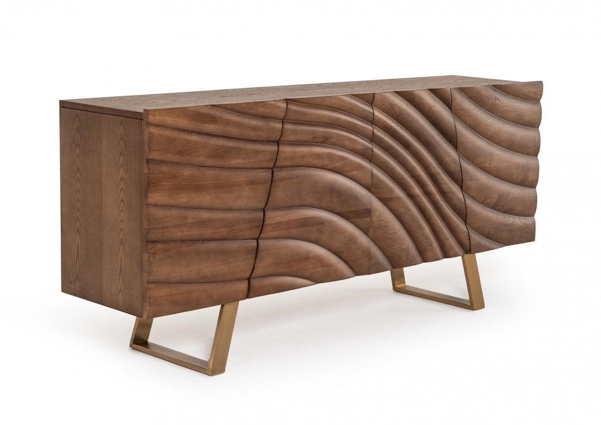 Finley Mid-Century Walnut & Gold Buffet