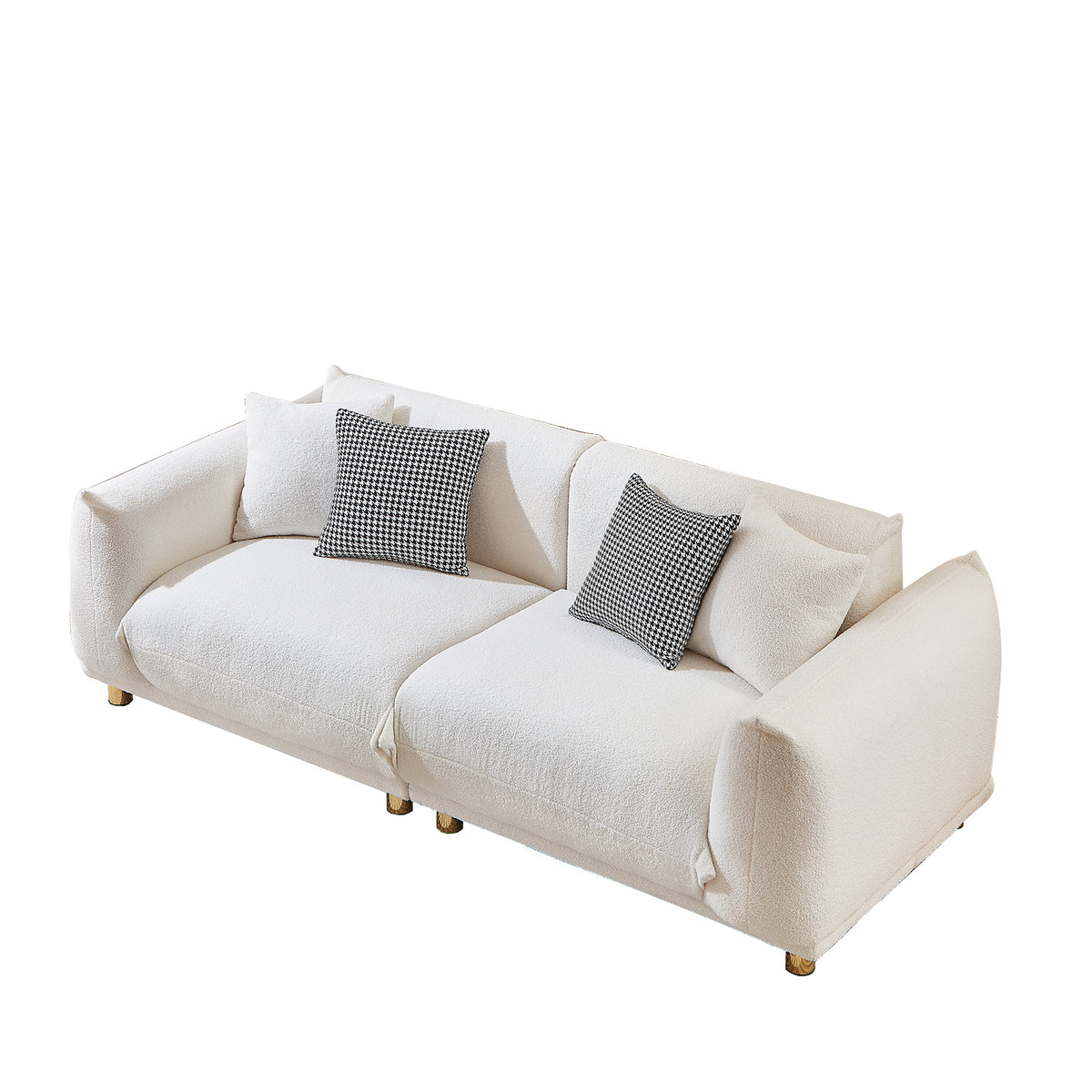 86.61 inch Luxurious Teddy Velvet Sofa - White