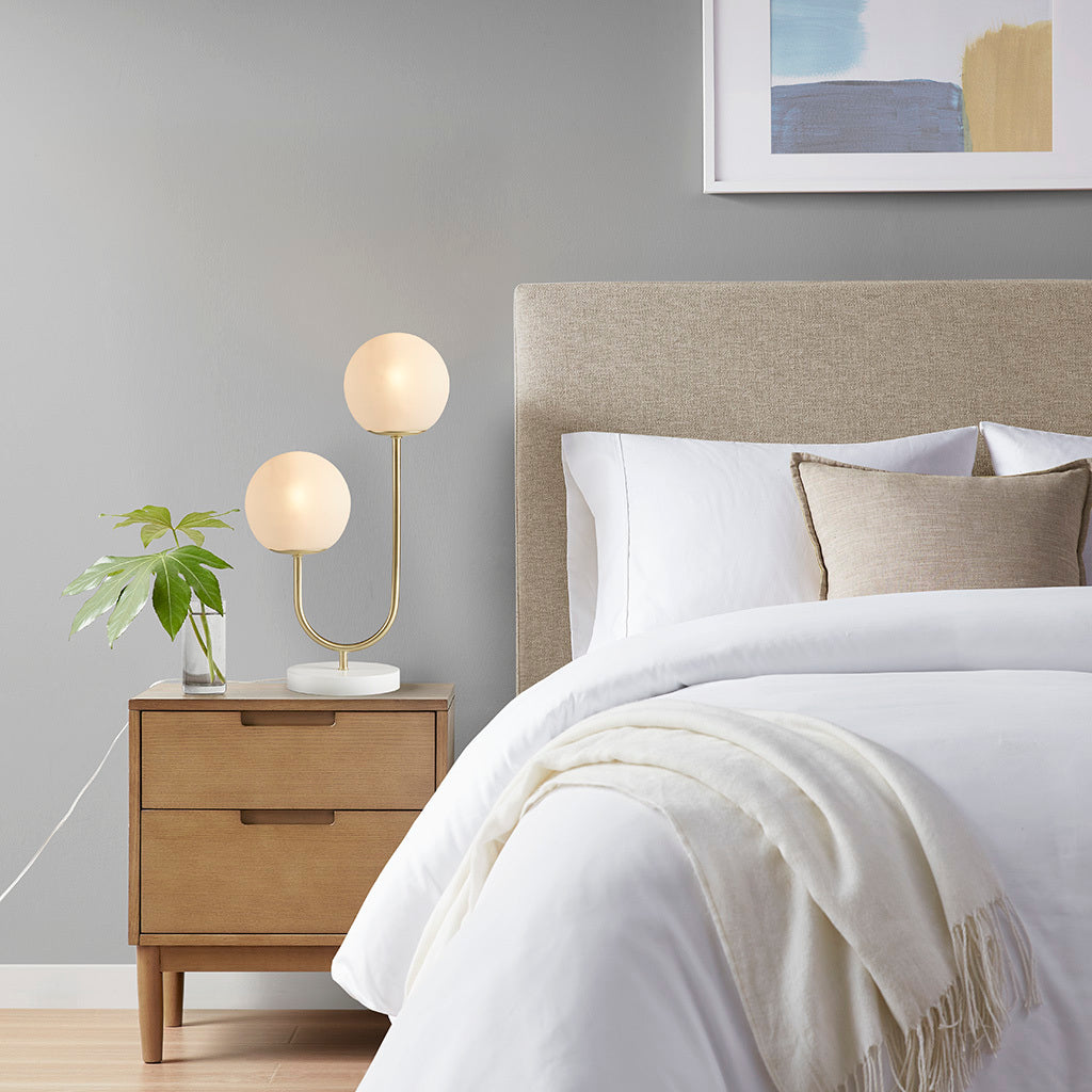 Zusa Metal 2-Light Globe Table Lamp - Gold