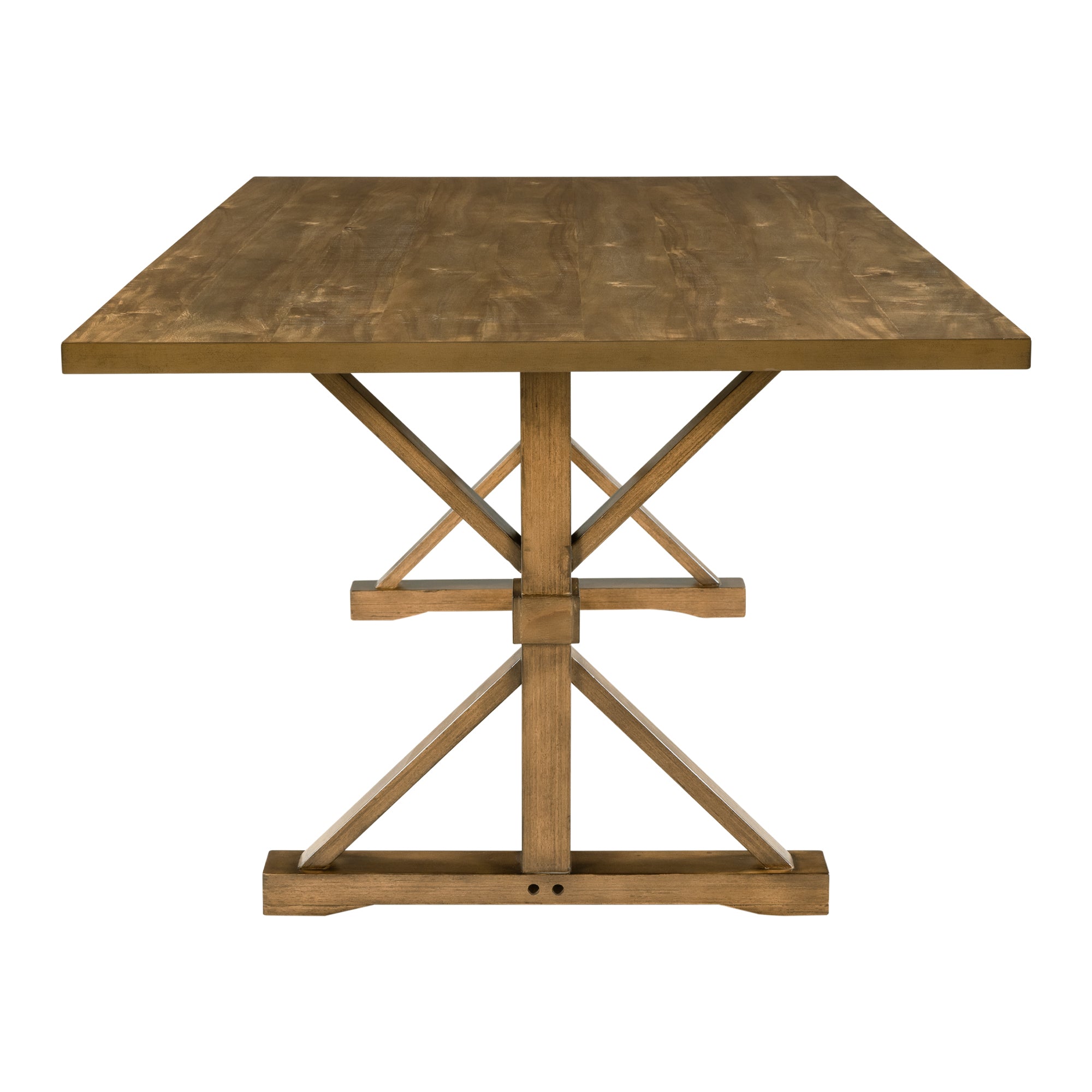 6-Piece Farmhouse Dining Table Set 72" Wood Rectangular Table, 4 Upholstered Chairs with Bench - Walnut