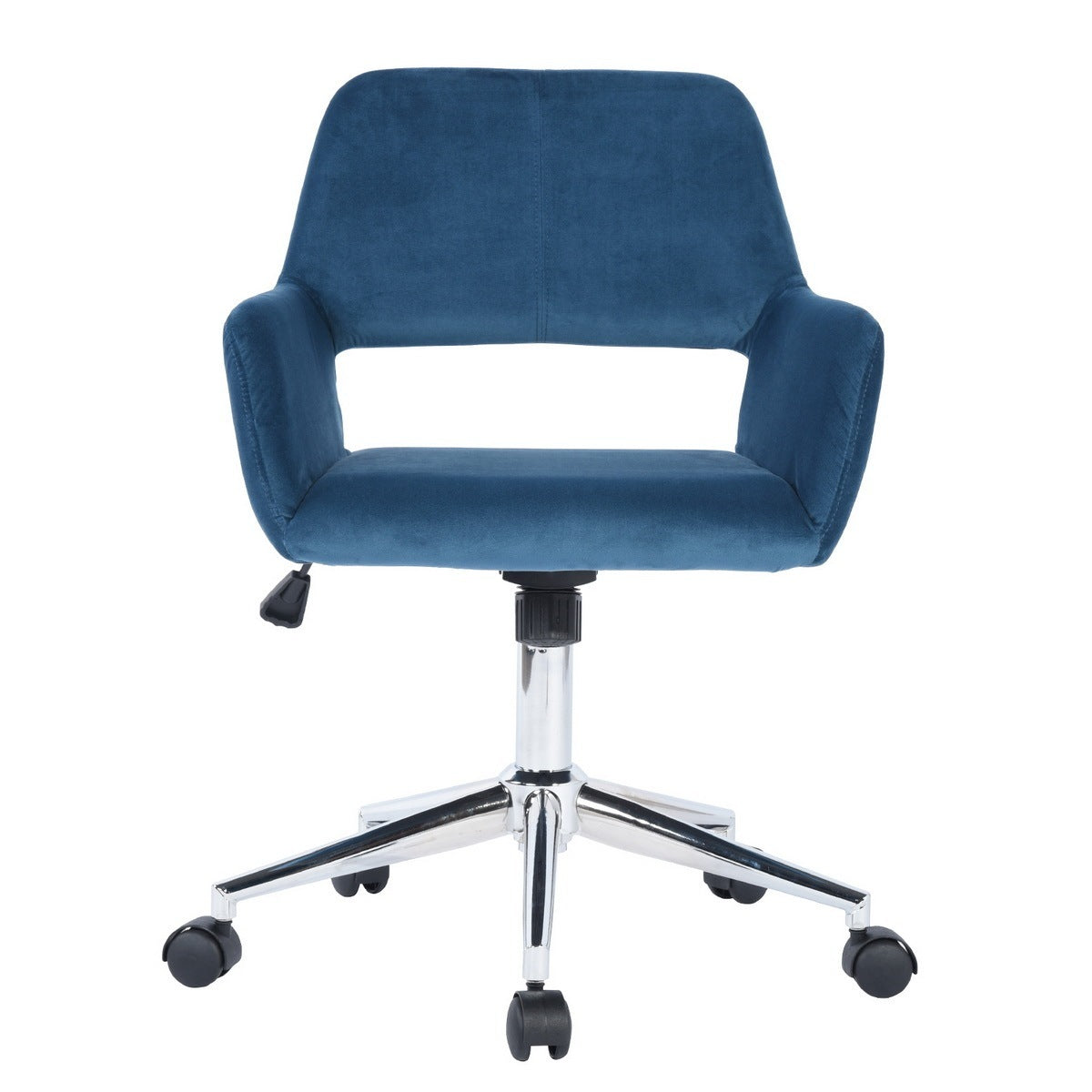 Modern Velvet Upholstered Adjustable Swivel Office Chair - Blue