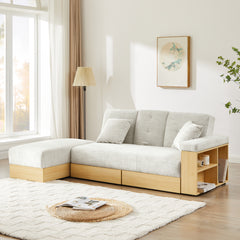 Multi-functional sofa with storage box and drawer - Light Gray