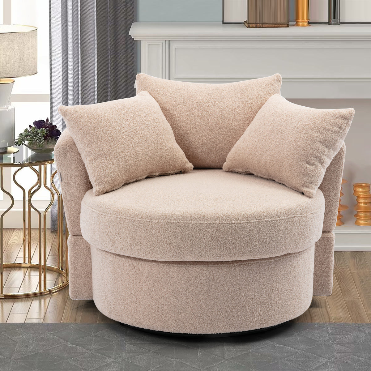 Modern Swivel Accent Chair, Barrel Chair - Camel