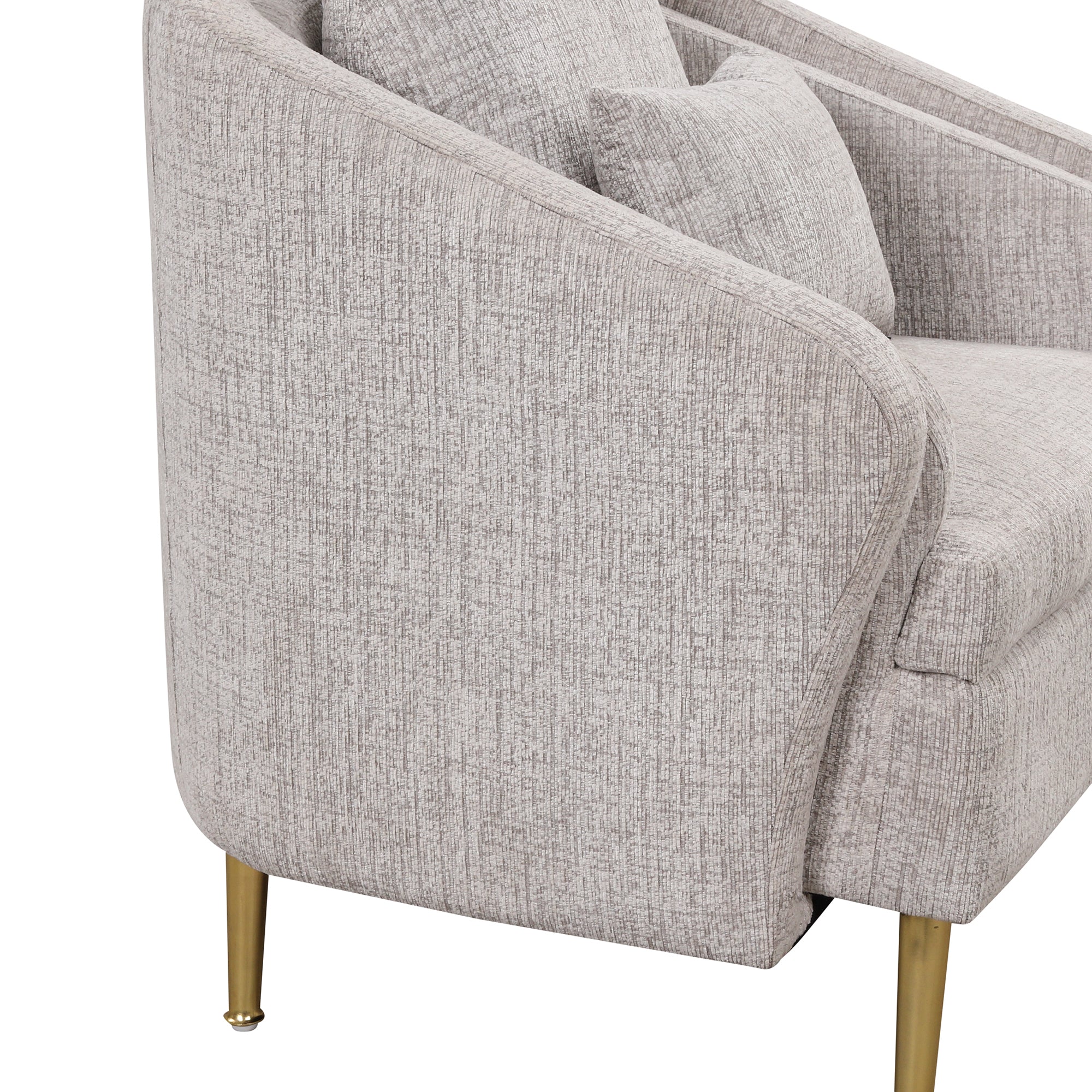 Mid-Century Accent Chair Arm Chair with Lumbar Pillow and Metal Legs - Light Grey