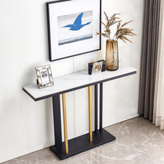 Modern Console Table Metal Frame with Adjustable Foot Pads - Black