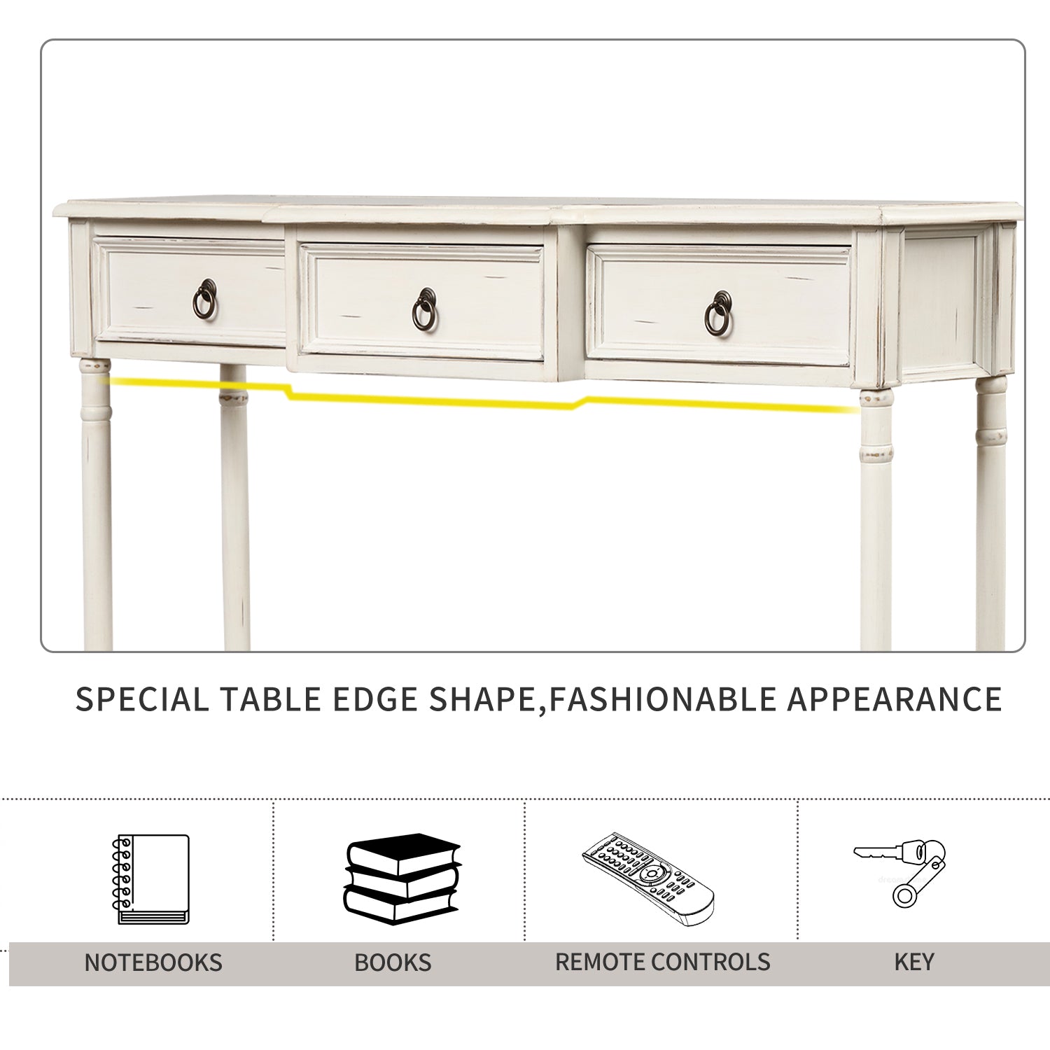 Entryway table with extended drawers