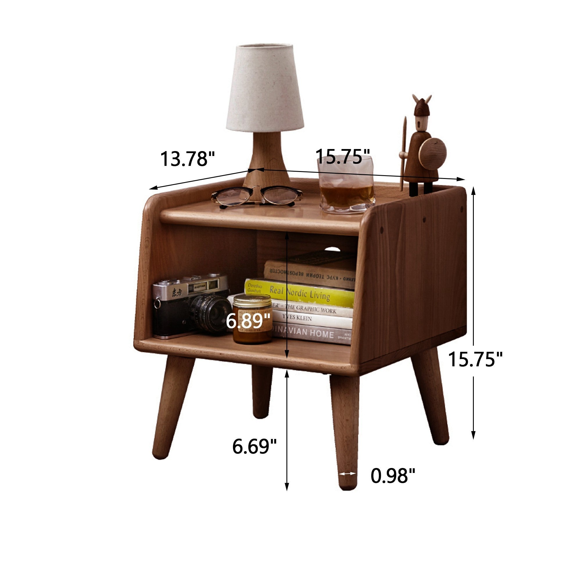Solid Wood Bedside Nightstand European Style