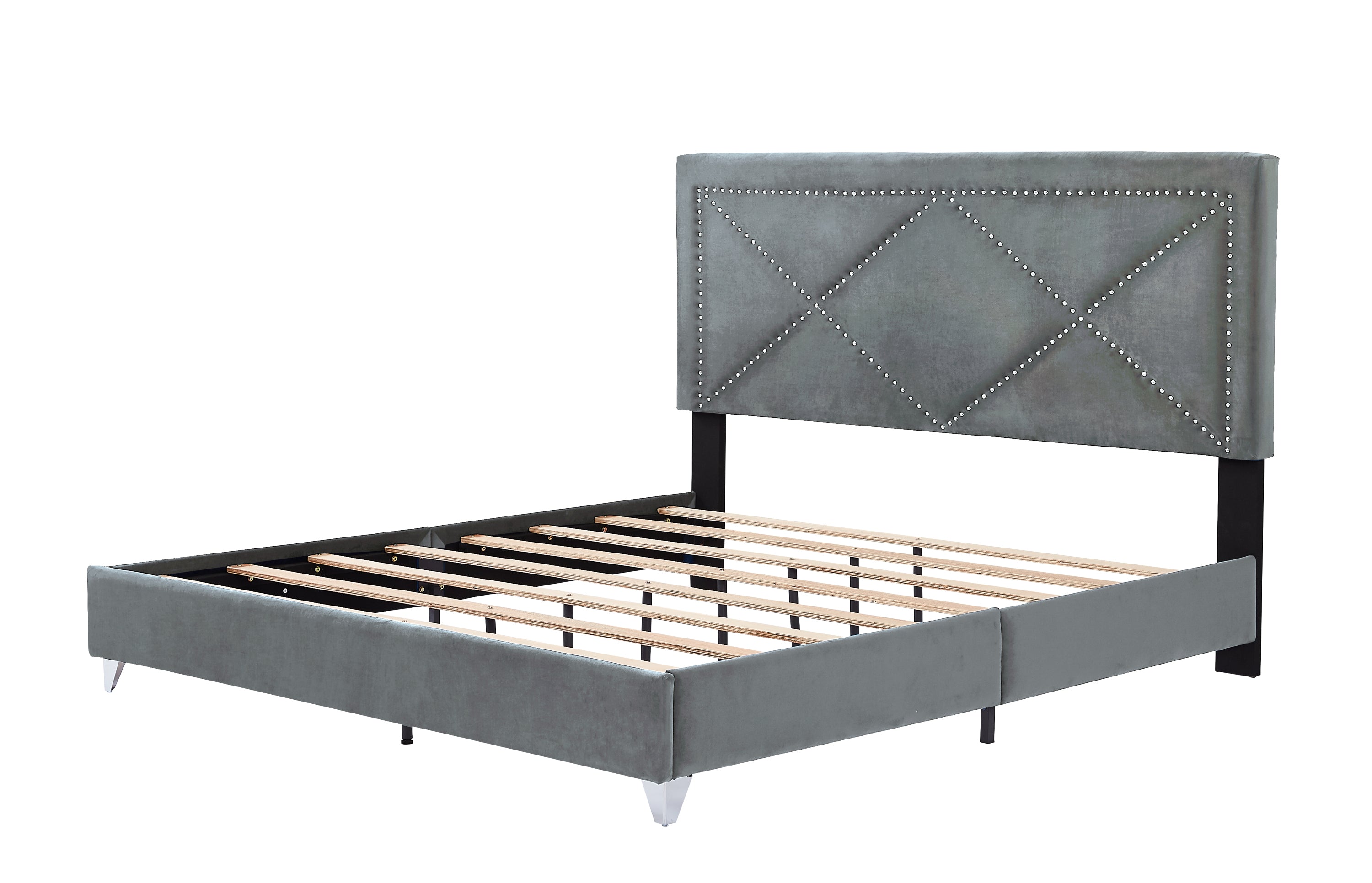 King Bed + 2 Nightstands - Gray