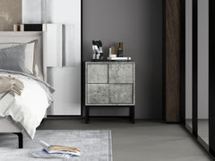 2 Drawer Nightstand,geometric elements - Cement Grey