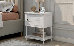 Versatile Nightstand with Two Built-in Shelves Cabinet and an Open Storage, USB Charging Design - White