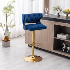 Bar Stools With Back and Footrest Counter Height Dining Chairs (Set of 2) - Velvet Blue