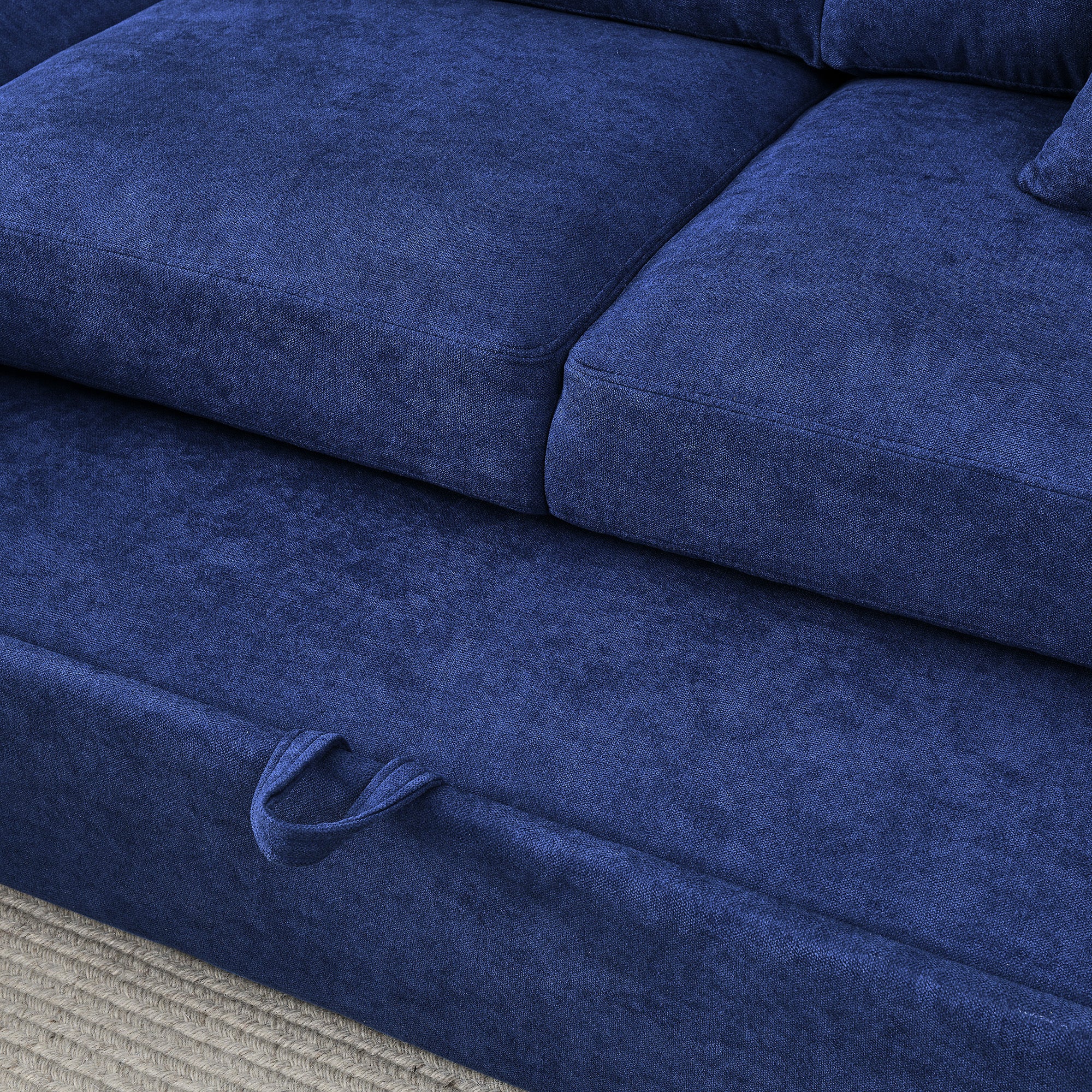 MAICOSY 88" Sleeper Sofa and Reversible Chaise Storage & Two Pillows, Navy Blue