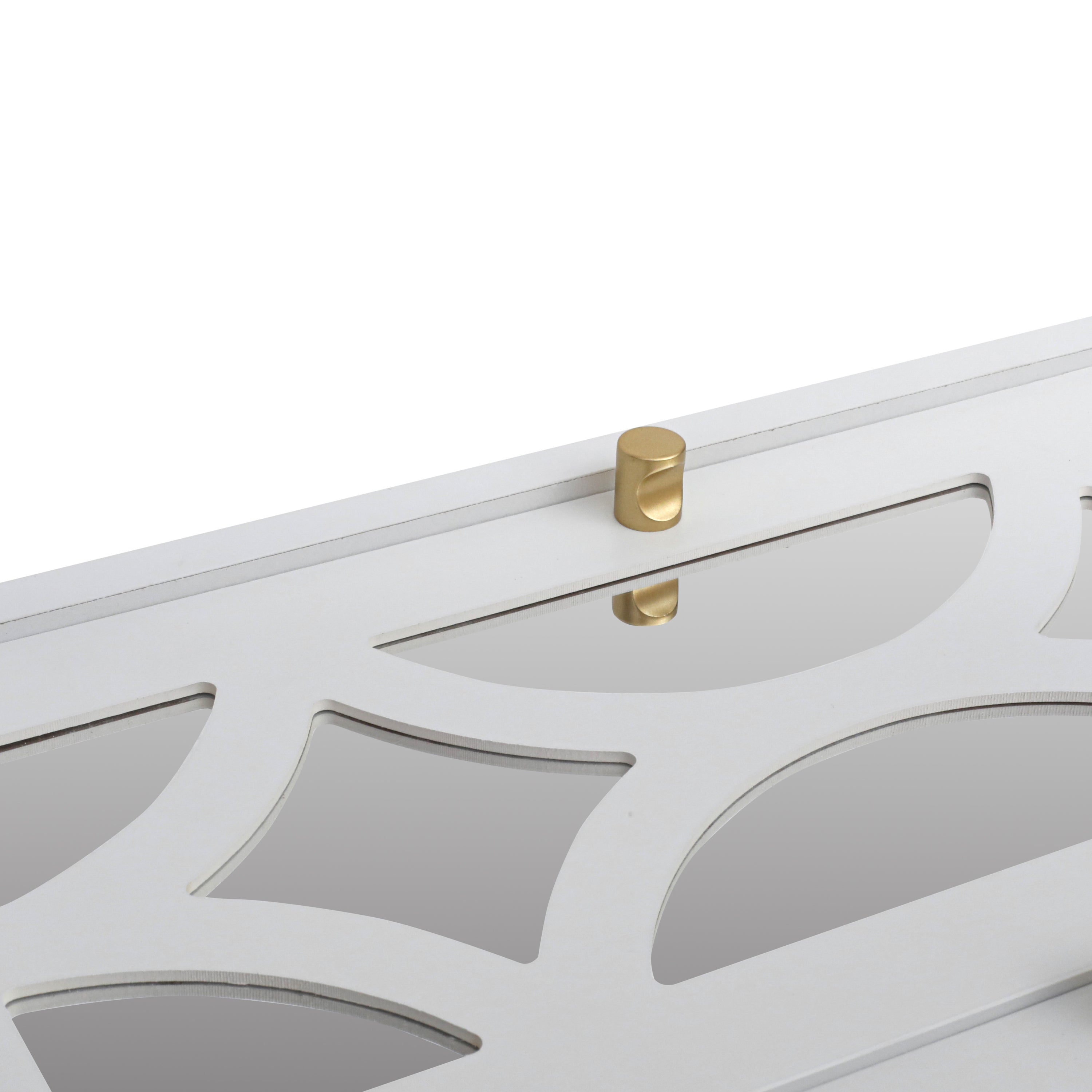 Small Bedside Table with 2 Drawers, White Mirrored Nightstand, with Gold Legs