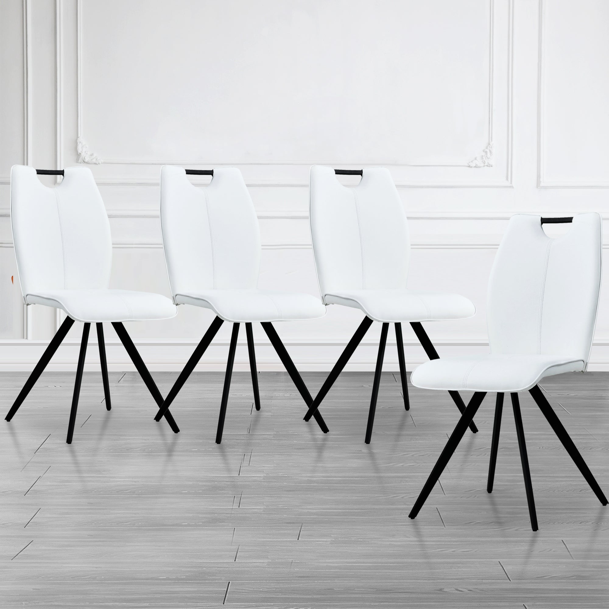 Modern Dining Chairs Armless Accent PU Leather (Set of 2) - White