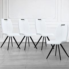 Modern Dining Chairs Armless Accent PU Leather (Set of 2) - White