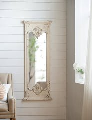 French Country Style Full Length Mirror with Solid Wood Frame 21.5"x59"