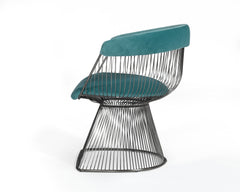 Modern Teal Velvet and Brushed Silver Dining Chair