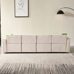 U Shape Sectional Fabric Sofa - Beige