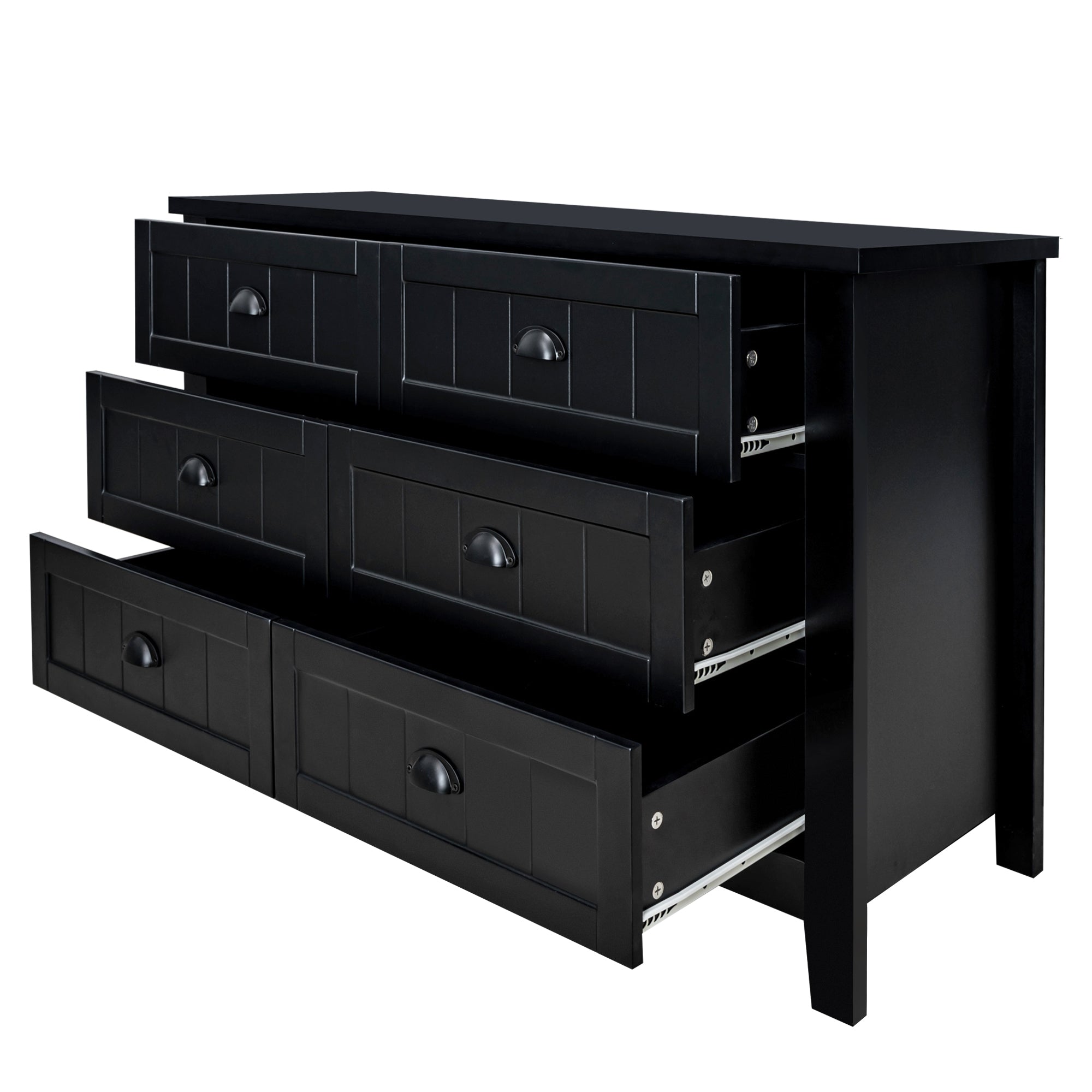 Retro Classic Style 6 Drawer - Black