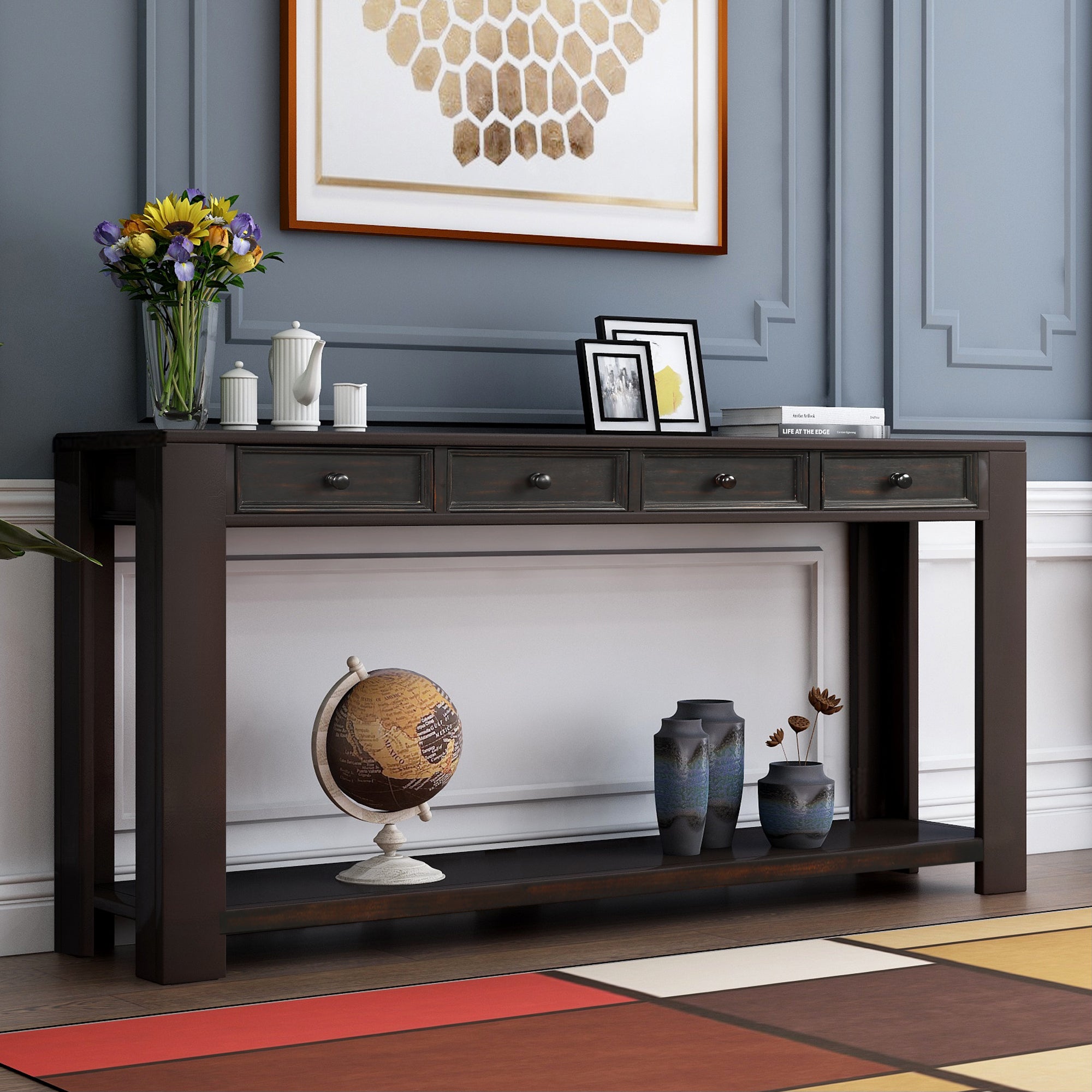black console table