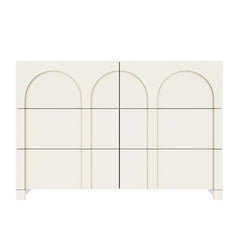 Modern Style Six-Drawer Dresser Sideboard Cabinet Ample Storage Spaces - Half Gloss White