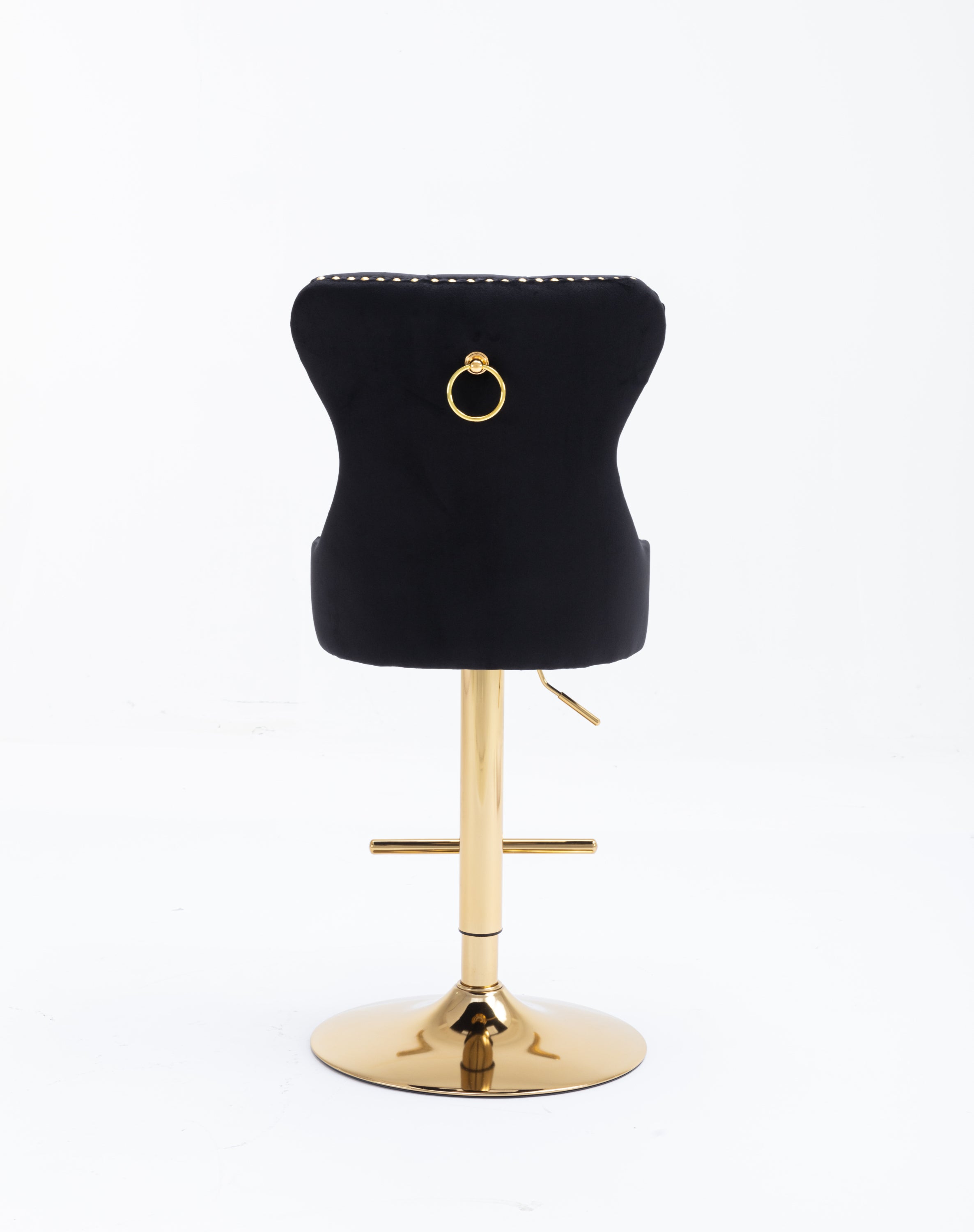 Modern Swivel Bar Stools Adjustable (Set of 2) - Chrome Golden Base/ Black