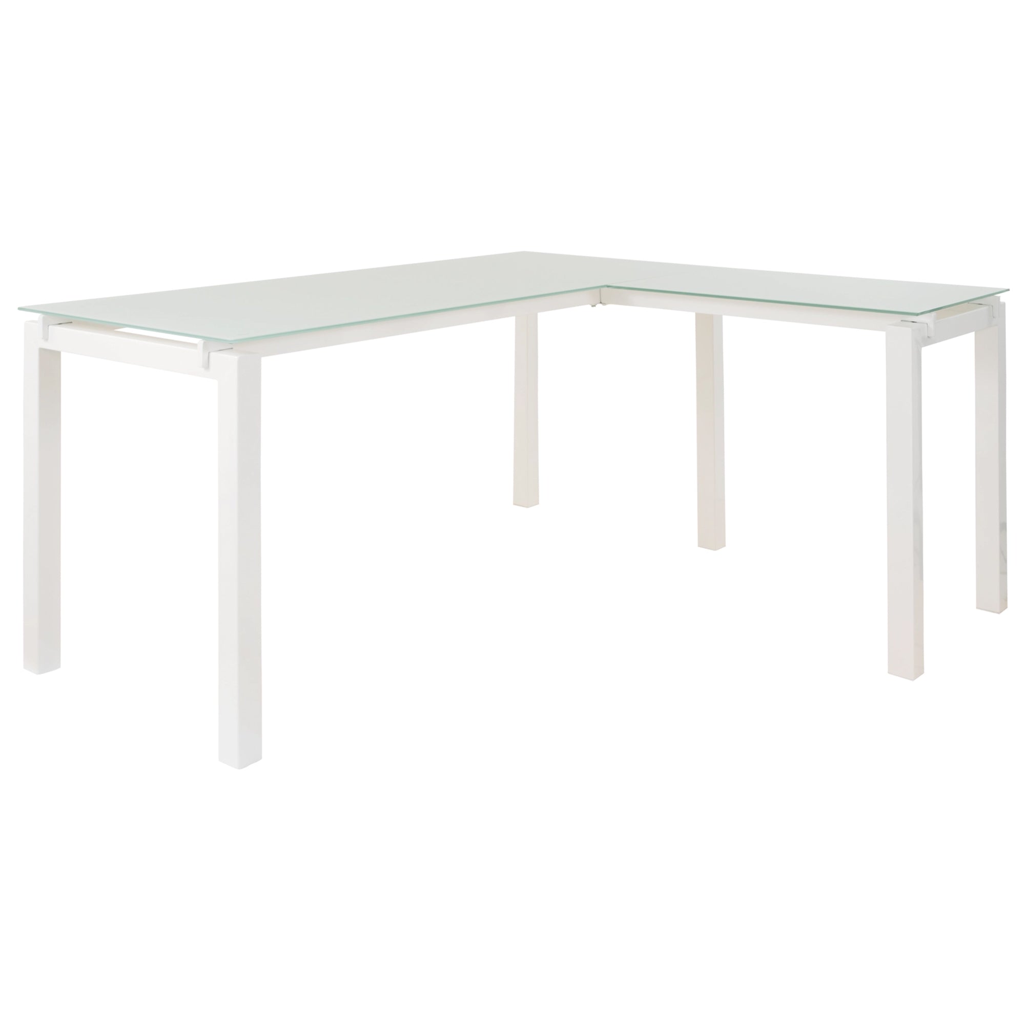 Contemporary Home Office L-Desk - White / Glass