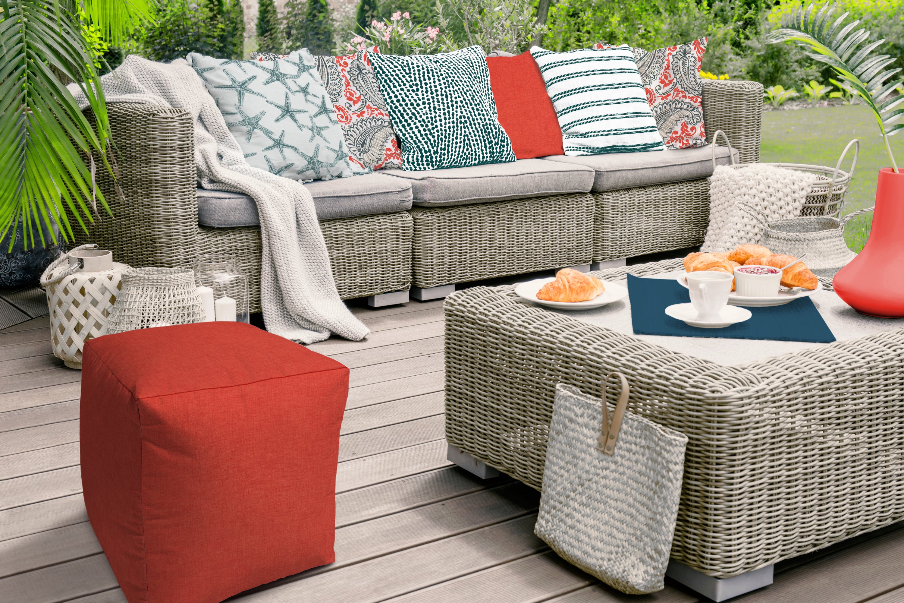 Coral Indoor/Outdoor Pouf - Zipper Cover Only