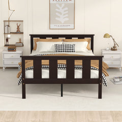 Wood Platform Full Size Bed Frame with Headboard and Footboard - Espresso