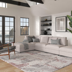 Gray Rust and Mauve Olefin Shag Area Rug