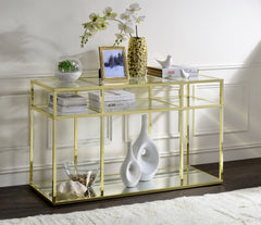 Uchenna Sofa Table, Clear Glass & Gold Finish