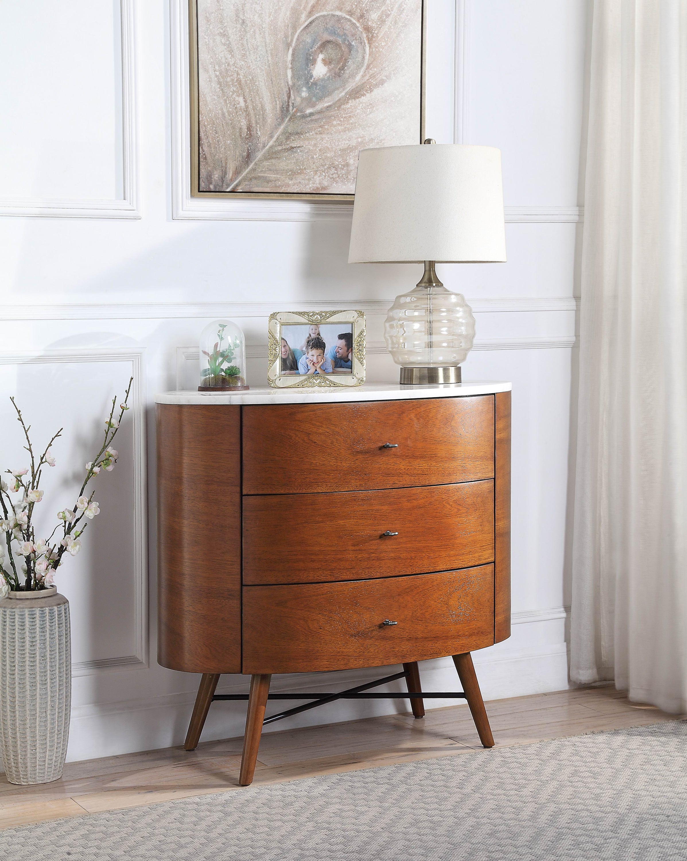 Retro Chest with Three Drawers - Walnut
