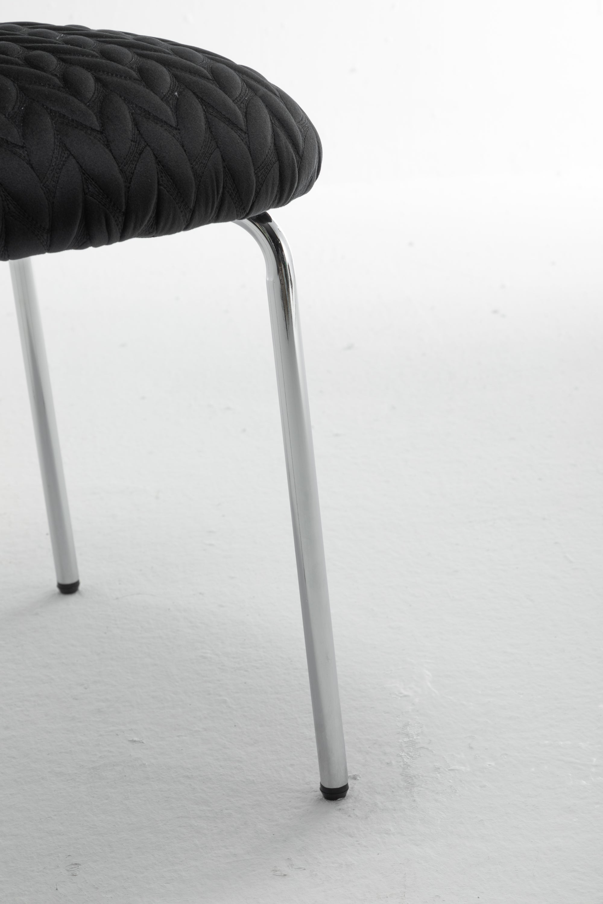 Velvet Dining Chair Leaf Grain Ergonomic Backrest Silver Metal Legs (Set of 2) - Black