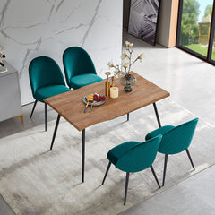 Classic Velvet Dining Chairs with Metal Black Legs (Set of 4) - Green