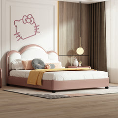 Twin size Upholstered Leather Platform Bed with Solid Wood Frame