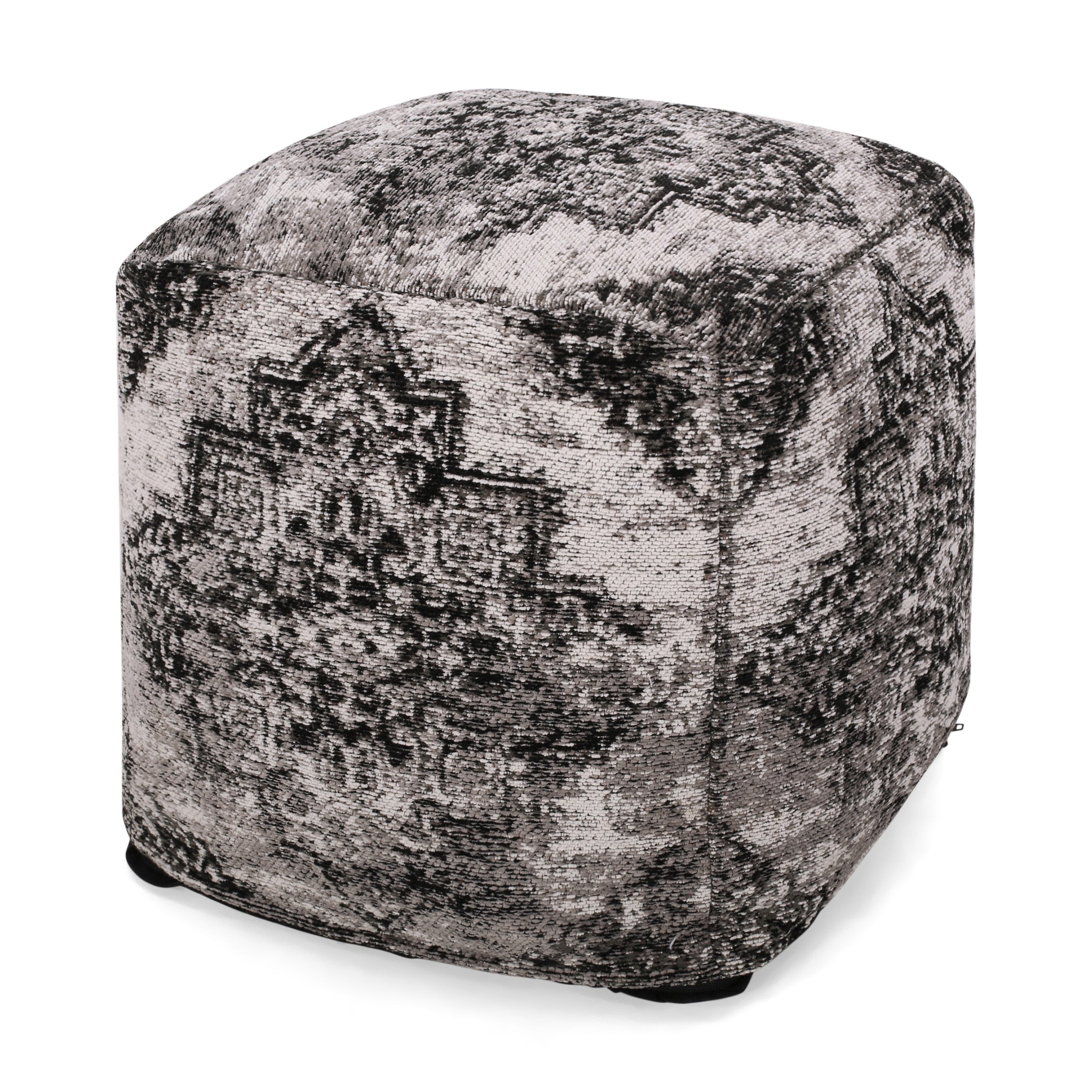 Boho Hand Loomed Fabric Cube Pouf