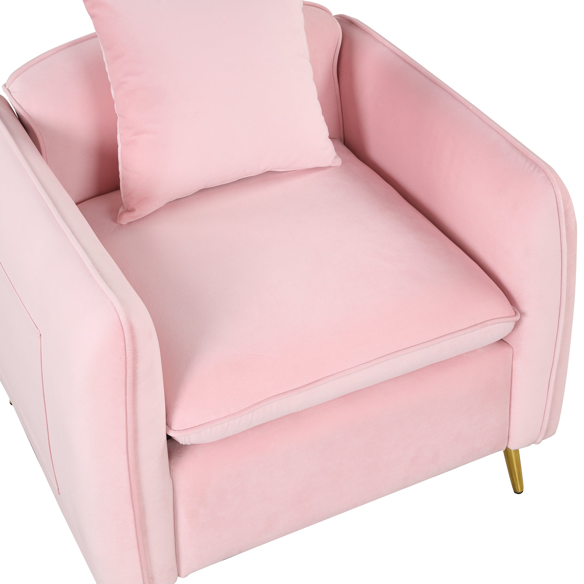 Ottoman Fabric Single Sofa Foot Rest & Pillow Pink
