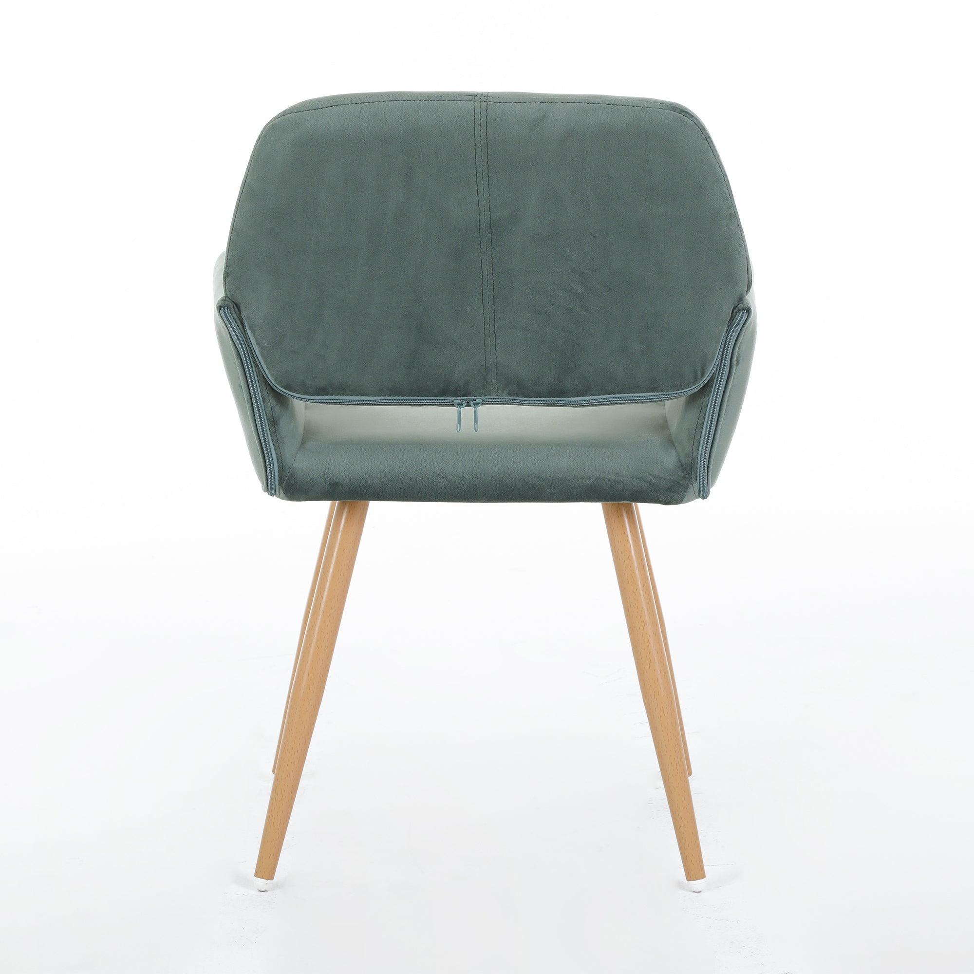 Velvet Dining Chair with Metal Leg - Green + Beech Wooden Printing Leg