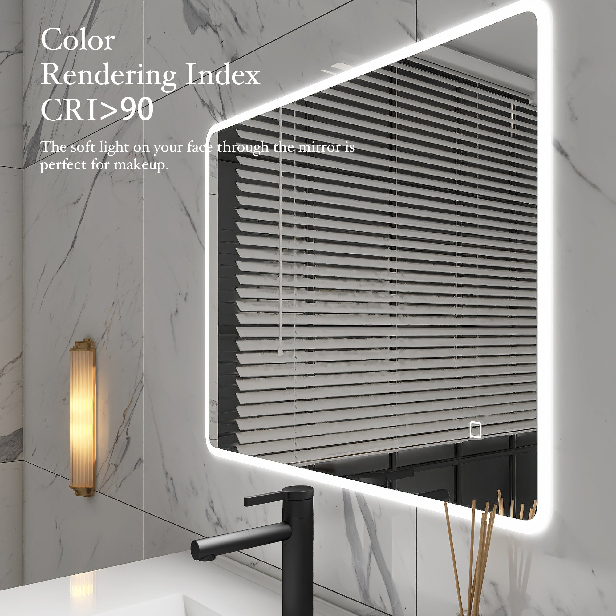 MAICOSY 36"x28"  Large Rectangular Vanity LED Bathroom Mirrors Wall Touch Anti-Fog