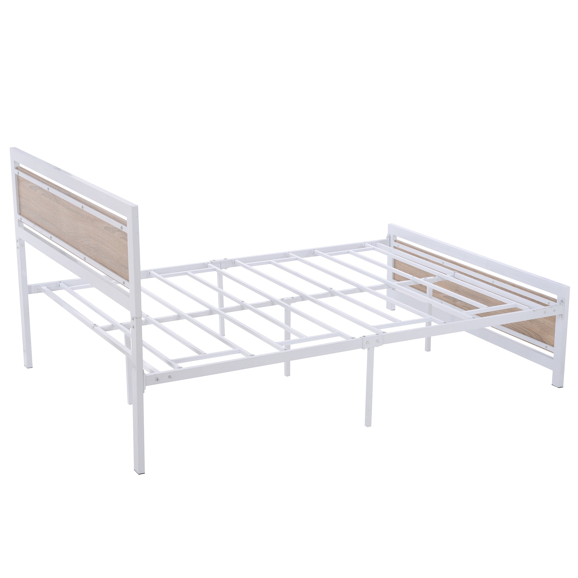 Full Size Platform Bed No Box Spring Needed- White