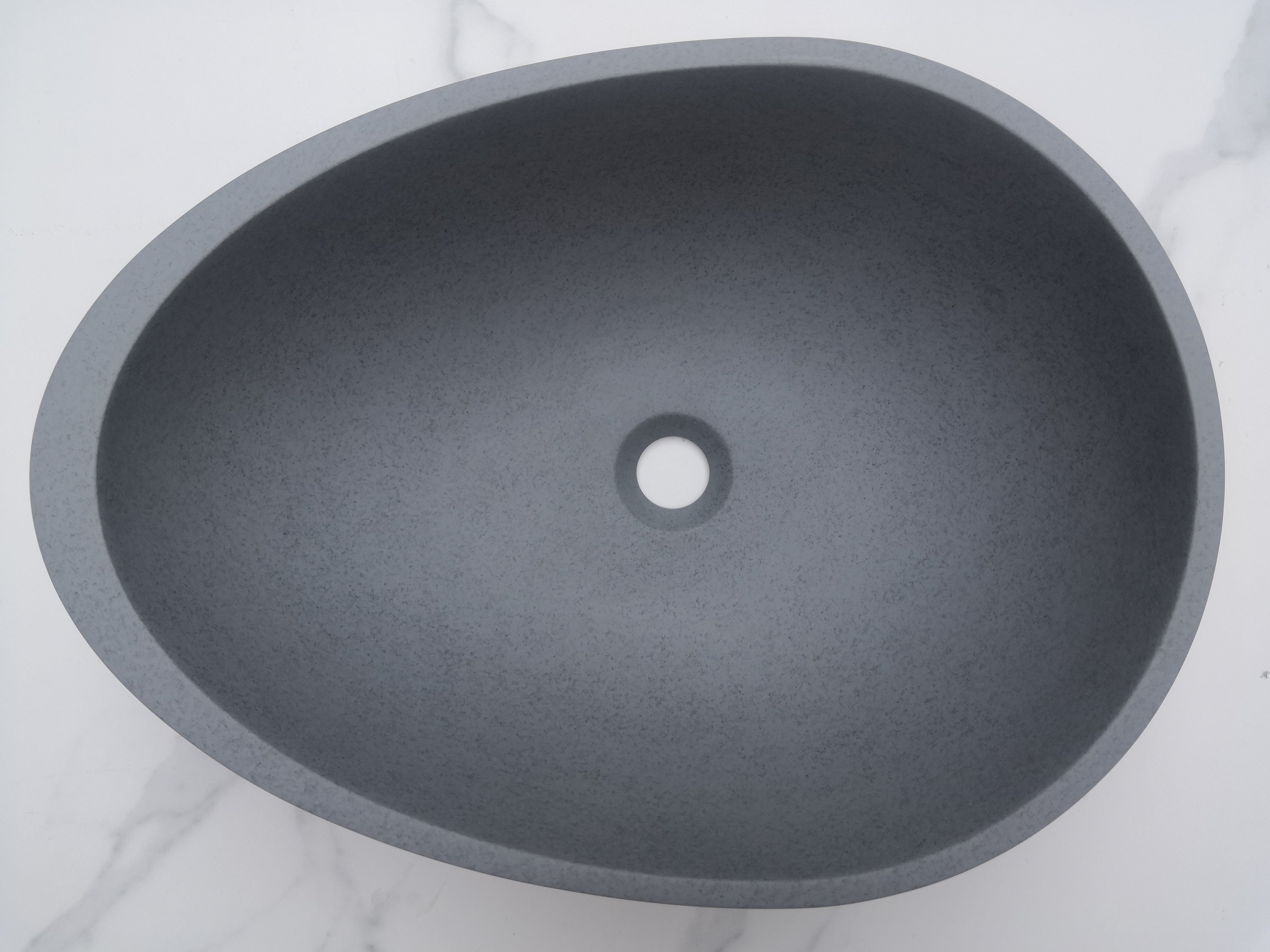 Egg shape Concrete Vessel Bathroom Sink without Faucet and Drain - Grey