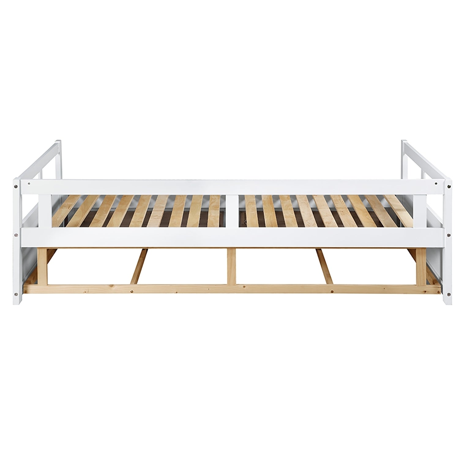 Extendable  Daybed with Trundle Bed and Two Storage Drawers - White