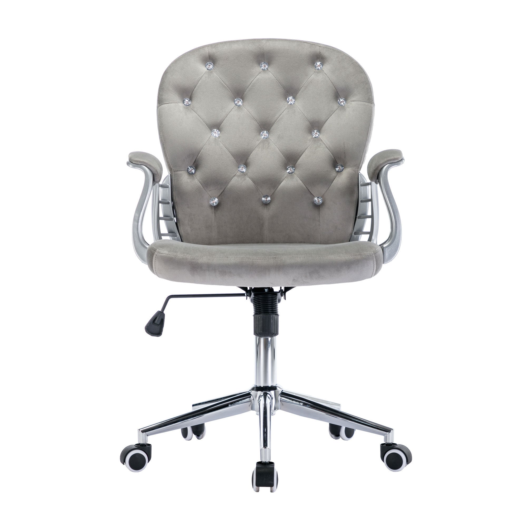 Velvet Home Office Chair with Wheels with Side Arms and Wheels 360° - Grey