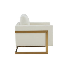Contemporary Cream & Gold Fabric Accent Chair