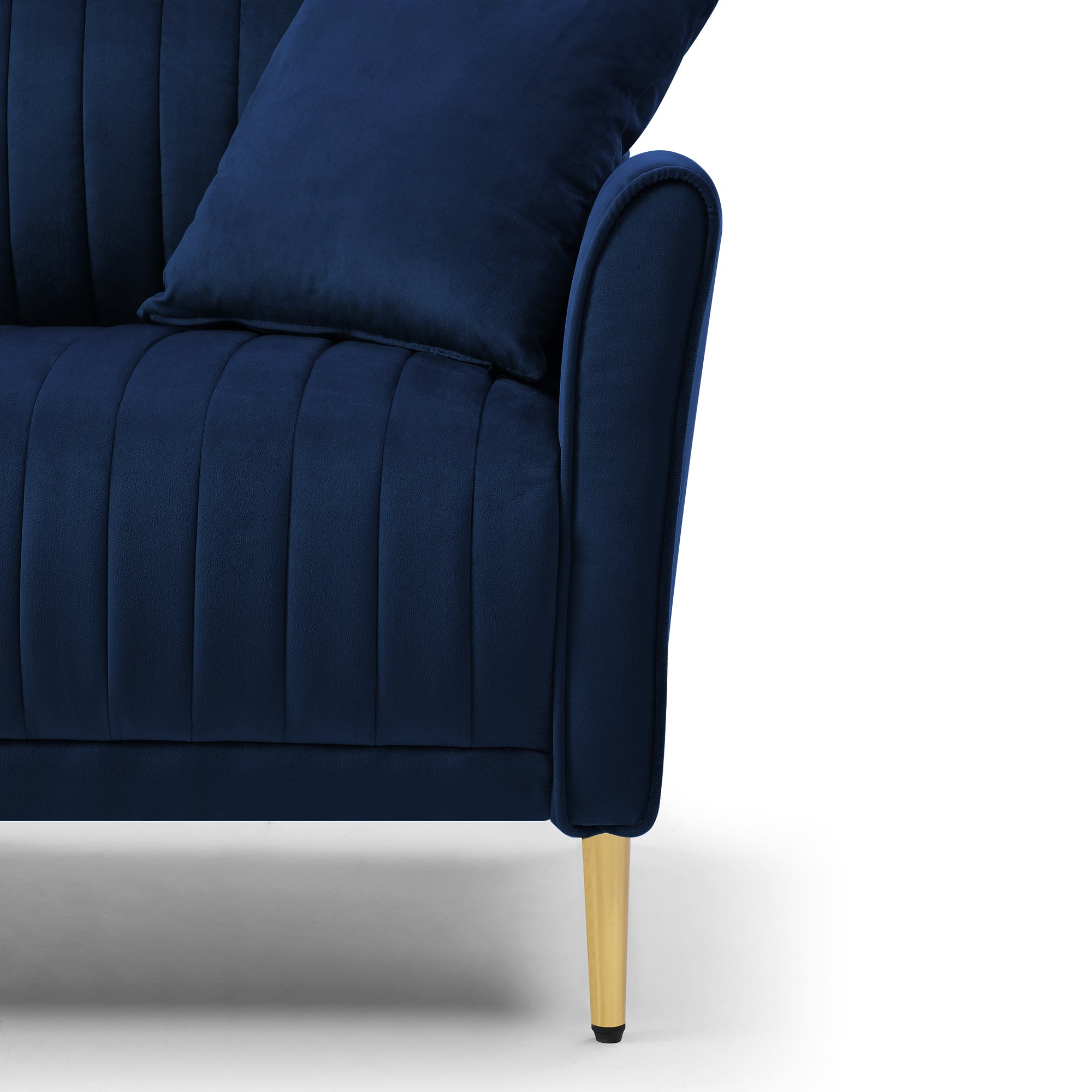 Velvet Accent Chair with Gold Legs - Navy Blue with 1 Throw Pillow
