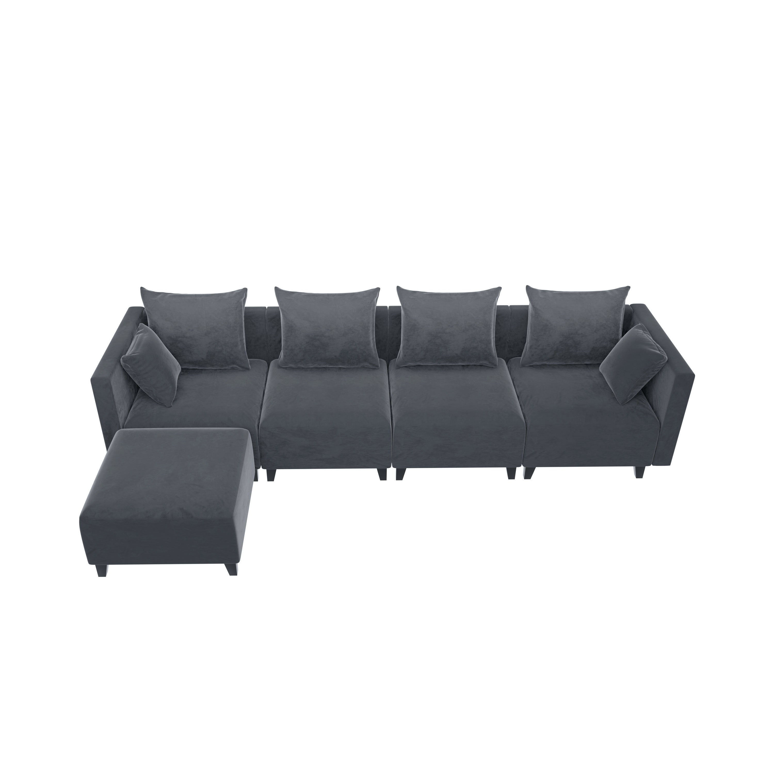 Sectional Sofa L Shape Modular Couch - Grey